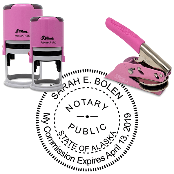 Alaska Notary Pink - Round Design Seal