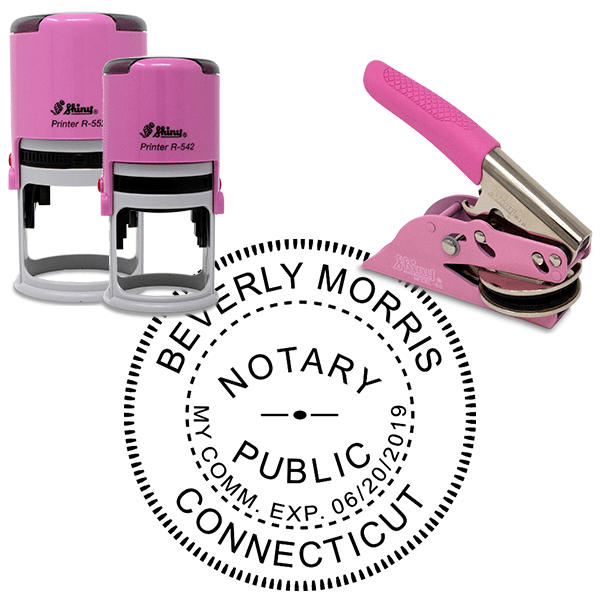 Connecticut Notary Pink - Round Design Seal