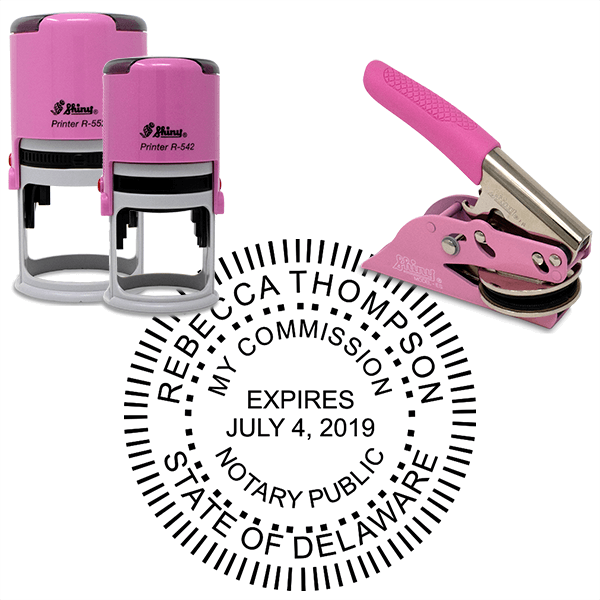 Delaware Notary Pink - Round Design Seal