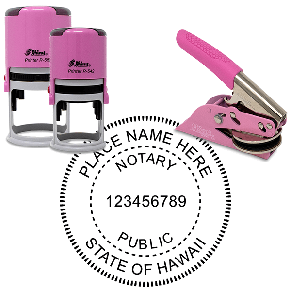Hawaii Notary Pink - Round Design Seal