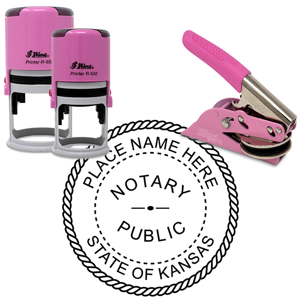 Kansas Notary Pink - Round Design Seal