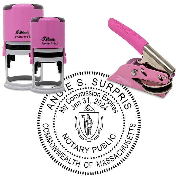 Massachusetts Notary Pink - Round Design Seal
