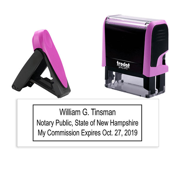 New Hampshire Pink Rectangle Notary Stamp