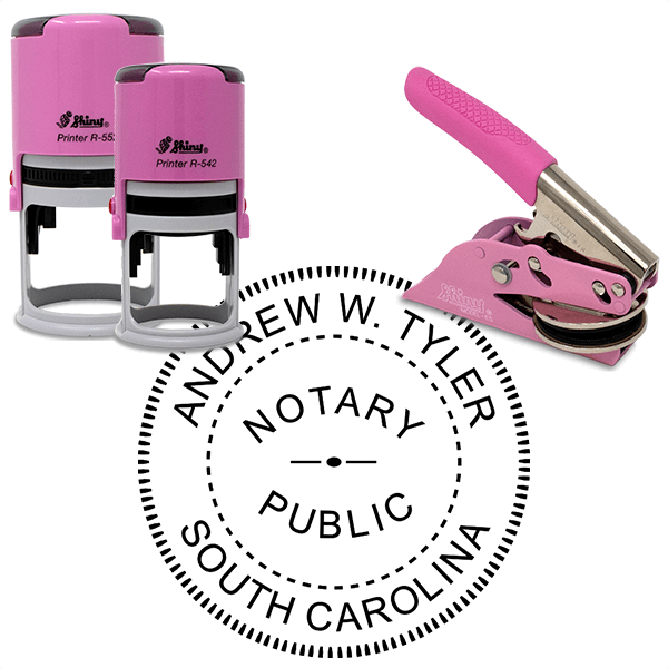 South Carolina Notary Pink - Round Design Seal