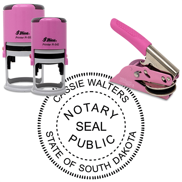 South Dakota Round Pink Notary Seal