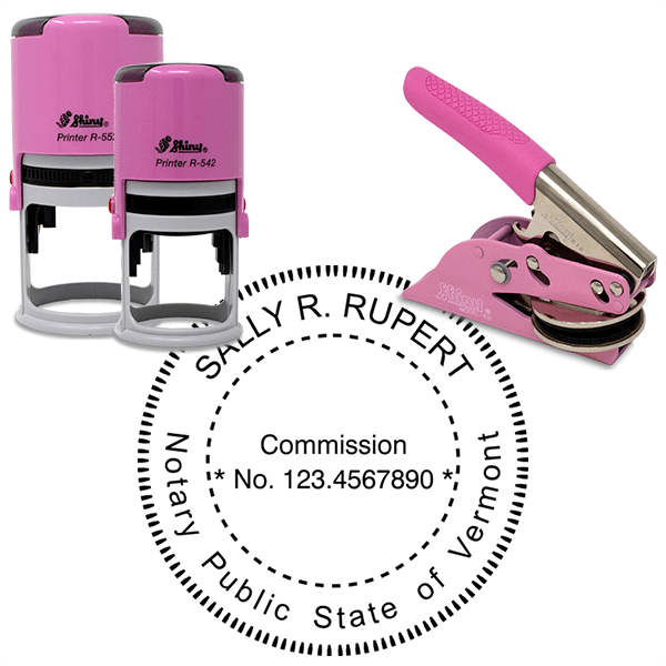 Vermont Notary Pink - Round Design Seal