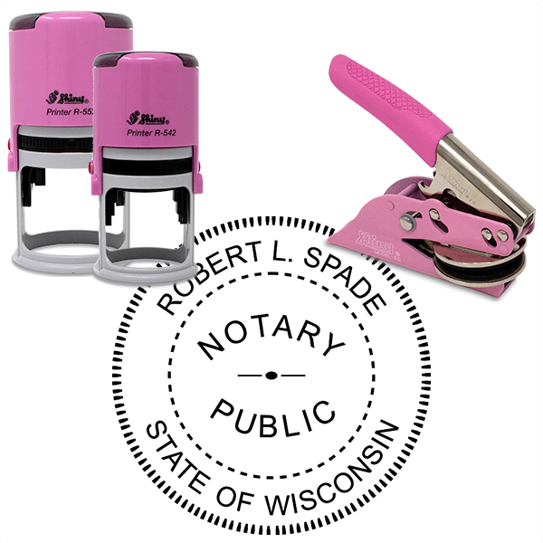 Wisconsin Notary Pink - Round Design Seal