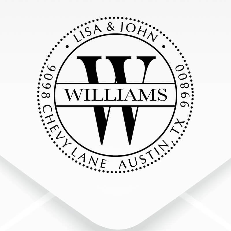 Round Williams Monogram Address Stamp