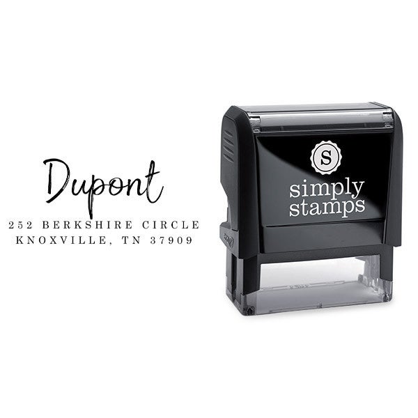 Custom Self-Inking Address Stamp, 3 Line Personalized Return Address, Dupont Rectangle Script Design, Trodat 4914 or Trodat 4926 Engraved Rubber Stamp