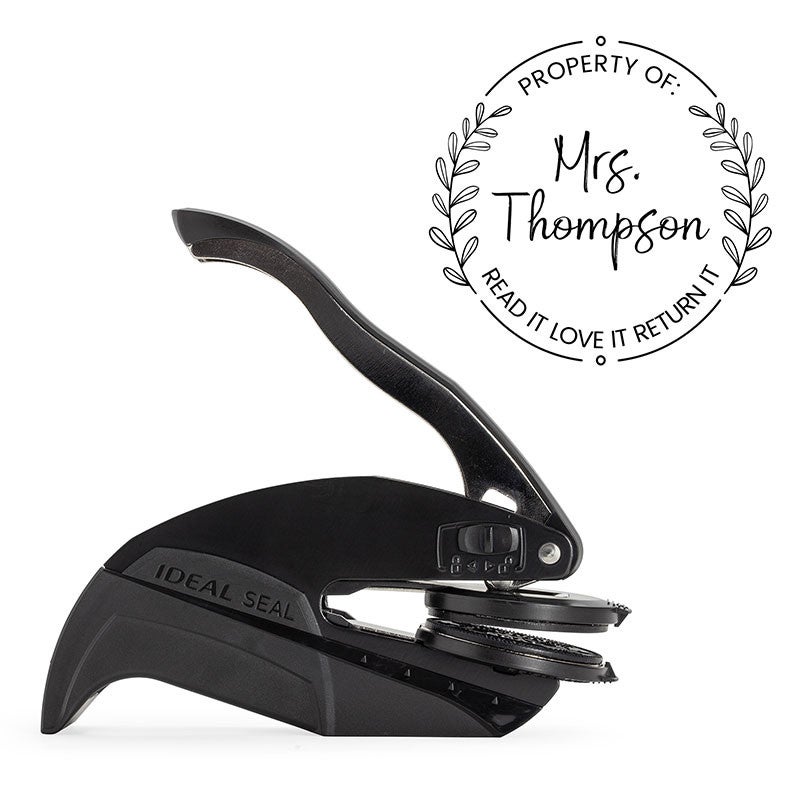 Floral Script Custom Book Embosser - Simply Stamps