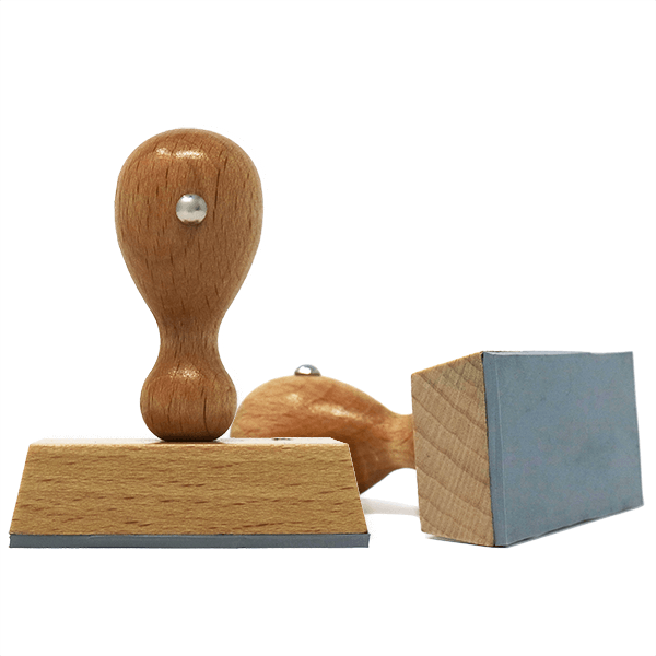 Customizable Euro Hand Stamp with Wooden Handle and 7/16" x 2 15/16" Impression Size