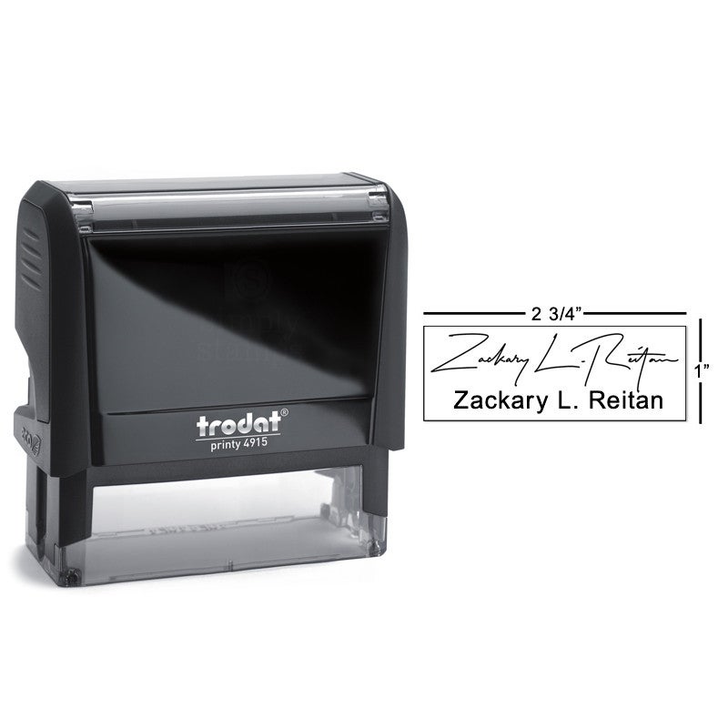 Extra Large Signature Stamp with Name at Bottom, 1" x 2.65" Impression Size