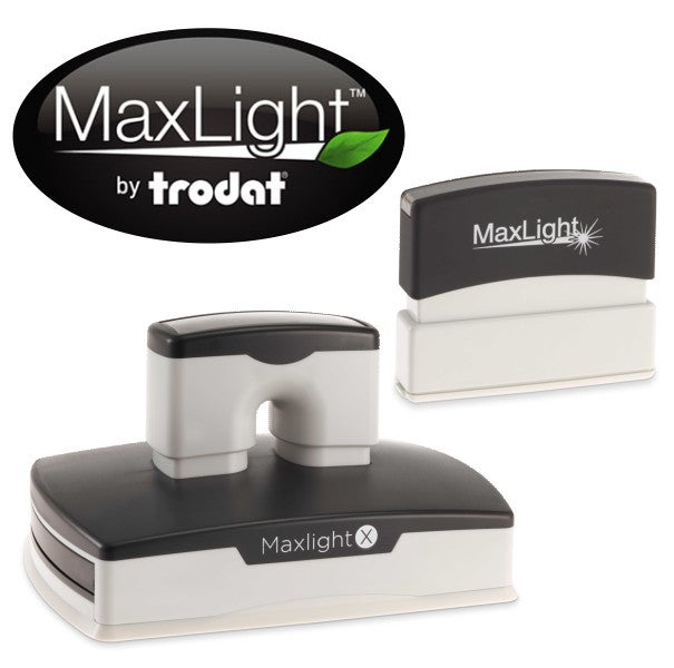 Rectangular Custom Pre-Inked Stamp with Personalized Text, Logo, or Art by Trodat (MaxLight Series, Multiple Sizes & Colors)