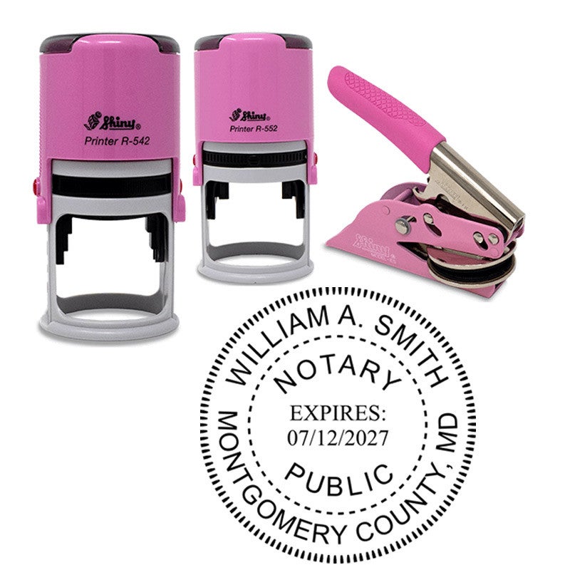 Maryland Notary Pink - Round Design Seal