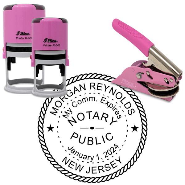 New Jersey Notary Pink - Round Design Seal