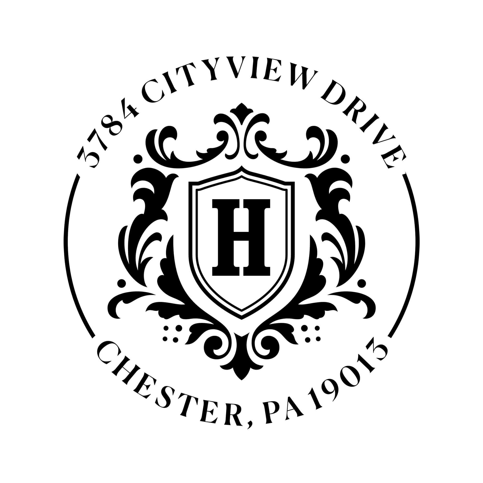 Round Shield Monogram Return Address Stamp