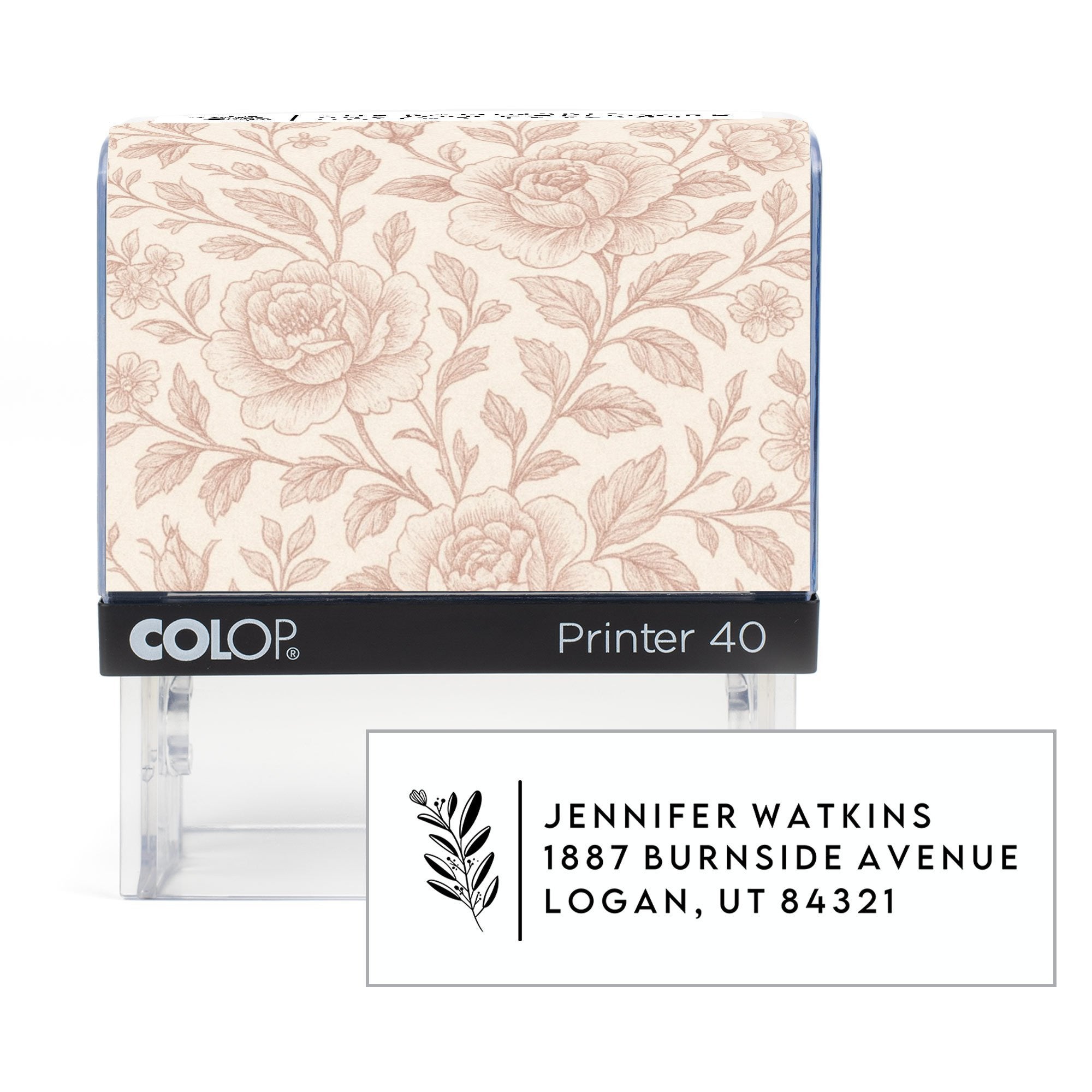 Modern Botanical Address Stamp