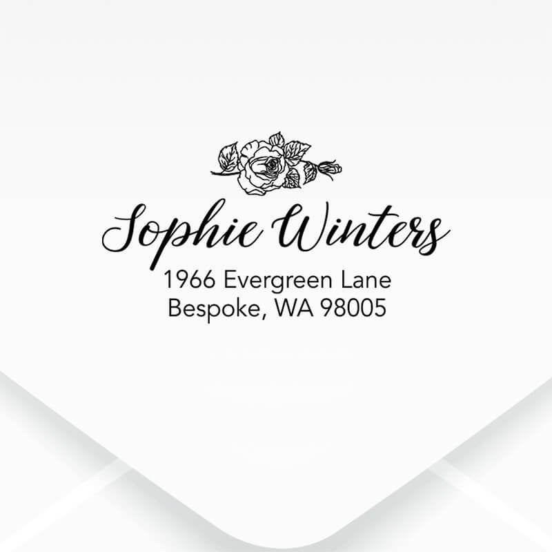 Floral Script Return Address Stamp