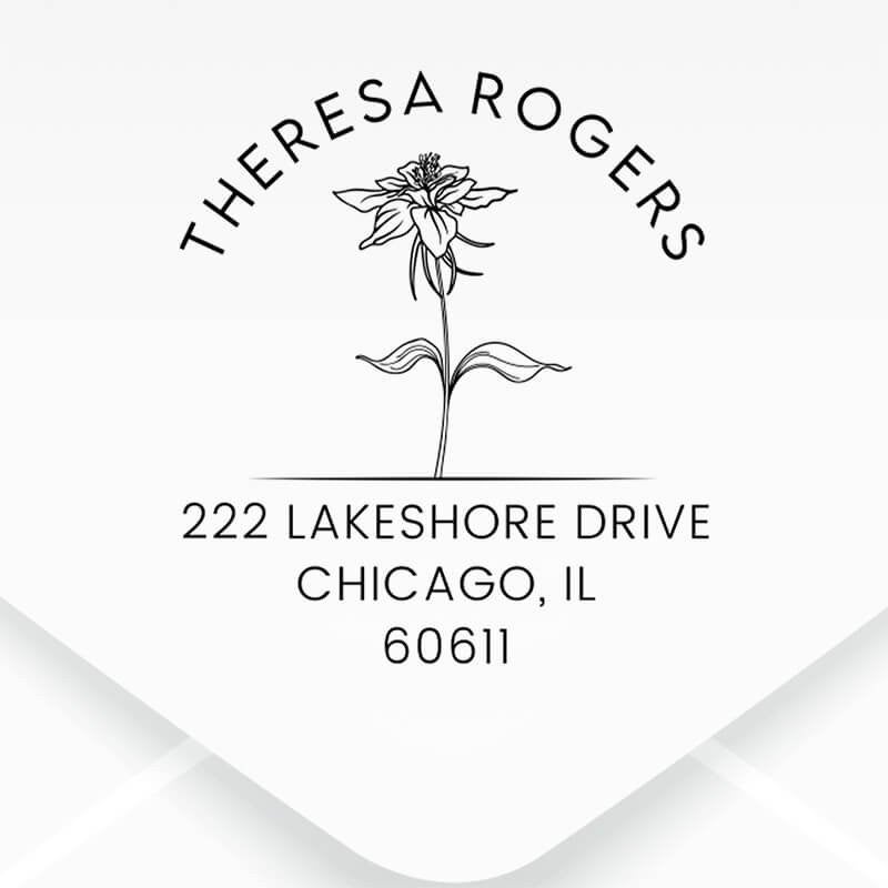 Floral Line Art Address Stamp