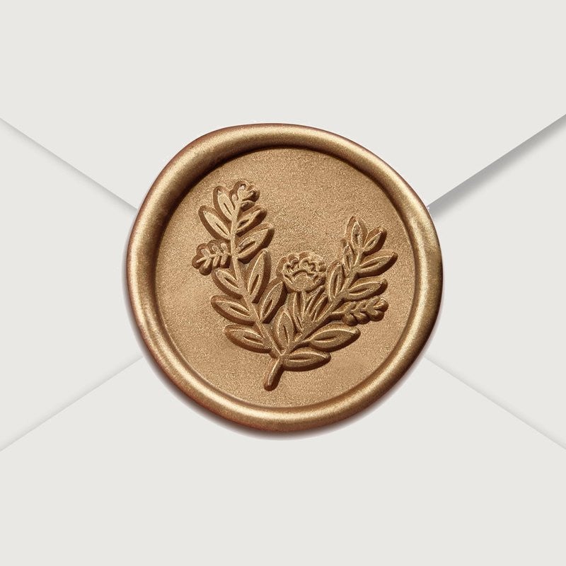 Gold Wax Seal Sticker, Eucalyptus Design