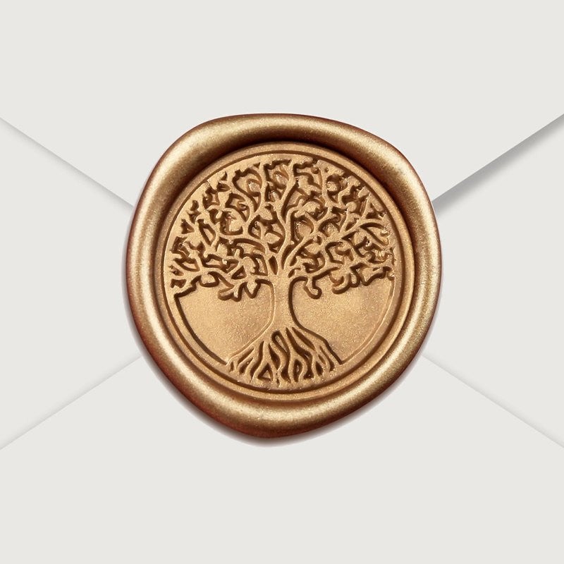 Gold Wax Seal Sticker, Tree of Life Design