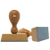 Customizable Euro Hand Stamp with Wooden Handle and 1" x 2 3/8" Impression Size