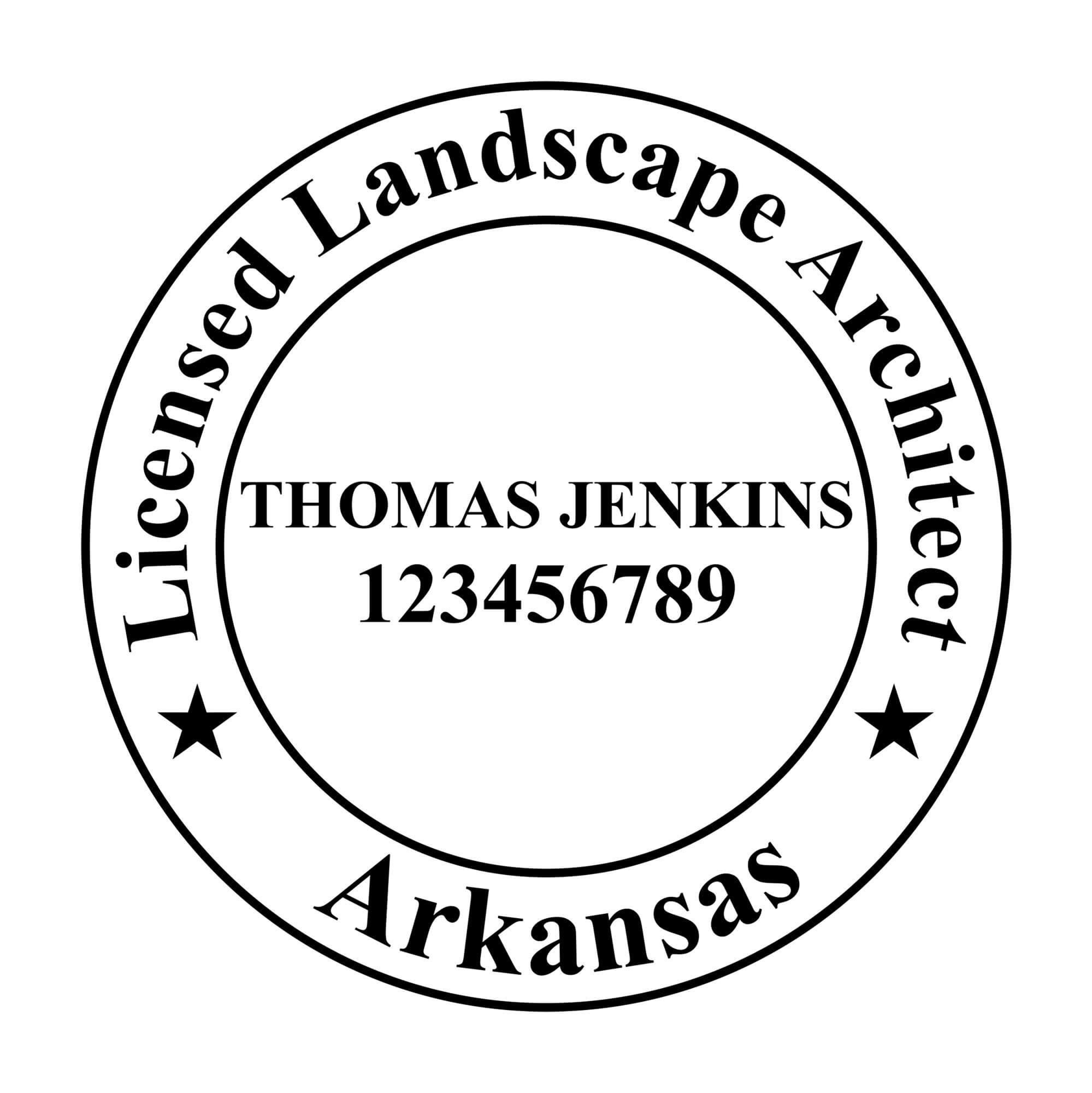 A close-up of the State of Arkansas Landscape Architect Seal