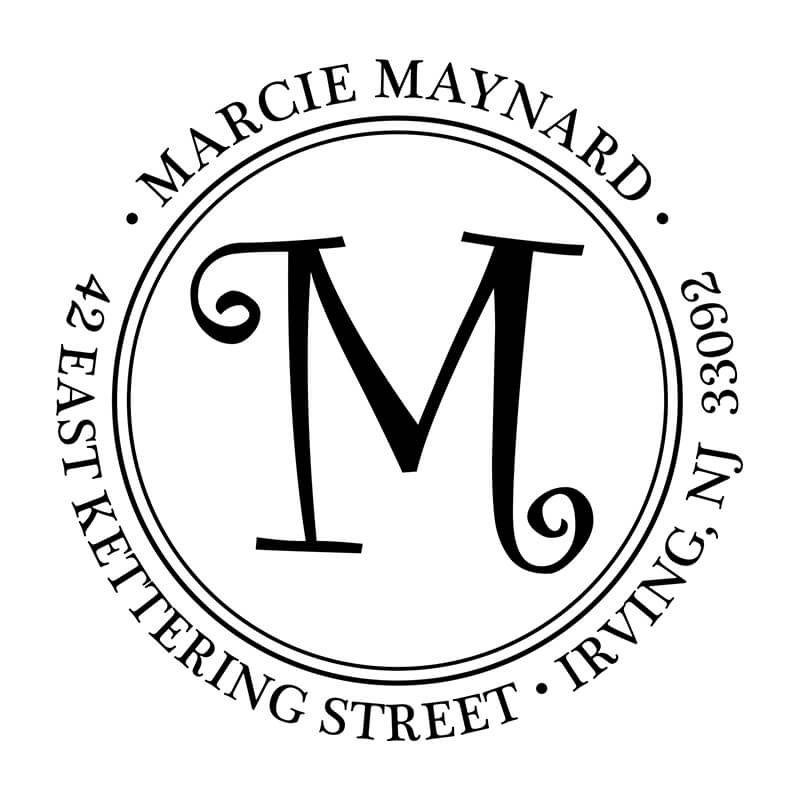 CurlyQ Script Monogram Address Stamp