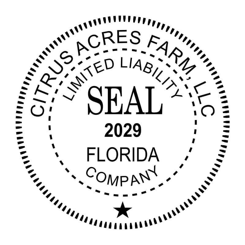 Limited Liability Company with Date Seal Rubber Stamp imprint in black ink