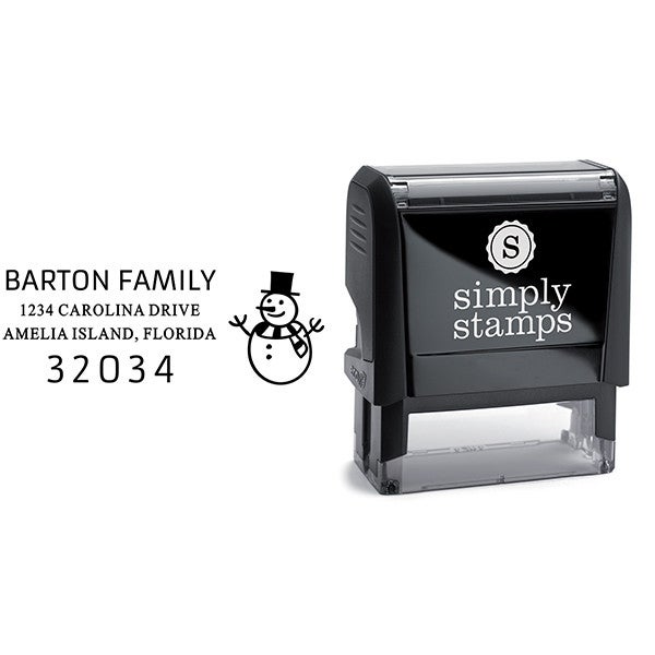 Snowman Rectangle Address Stamp