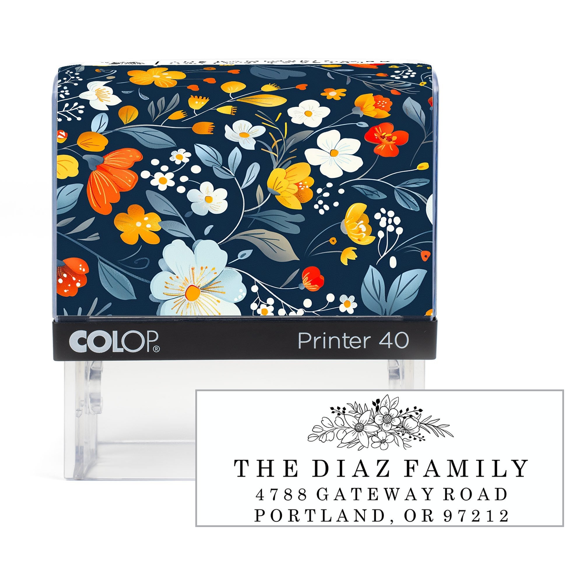 Traditional Floral Address Stamp