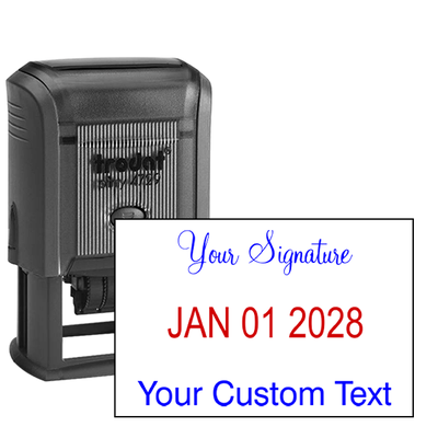 Self-Inking Top Signature Stamp with Custom Text and Dater - alternate view