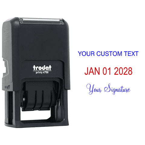 Self-Inking Bottom Signature Stamp with Custom Text and Dater