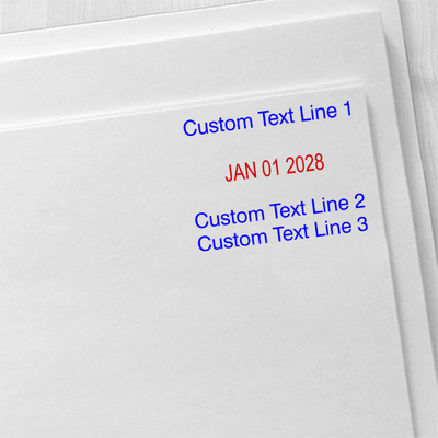 Self-Inking Custom Three Line Dater Stamp - alternate view