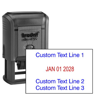Self-Inking Custom Three Line Dater Stamp - alternate view