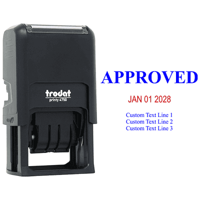 Approved Custom Three Line Dater Stamp Body and Design