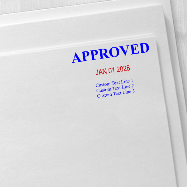 Approved Custom Three Line Dater Stamp Imprint Example