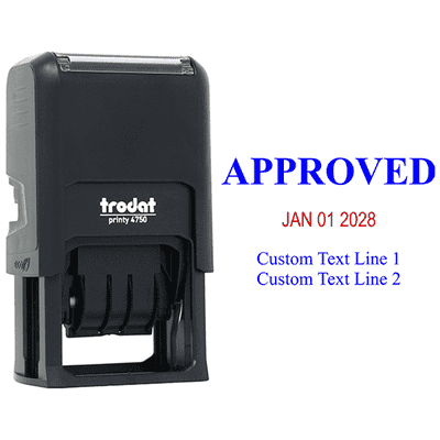 Approved Custom Two Line Dater Stamp - alternate view