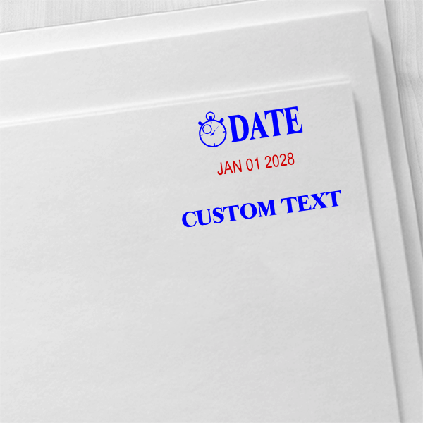 Clock Custom Bottom Line Text Dater Stamp Imprint Example