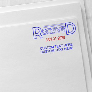 Received Outline Custom Text Dater Stamp Imprint Examples on Envelopes