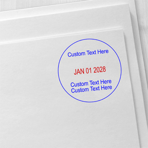 1 Line Top 2 Line Bottom Round Dater Stamp Imprint Example