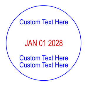 Custom 1 Line Top 2 Line Bottom Round Dater