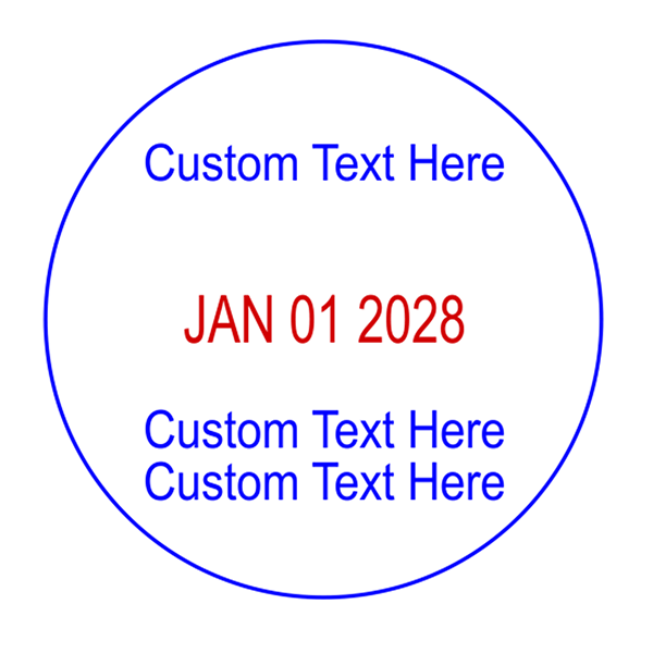 Custom 1 Line Top 2 Line Bottom Round Dater