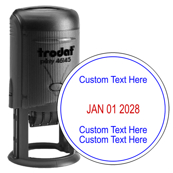 1 Line Top 2 Line Bottom Round Dater Stamp
