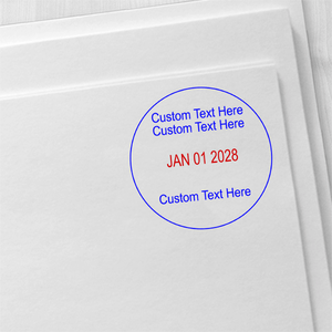 2 Line Top 1 Line Bottom Round Dater Stamp Imprint Example
