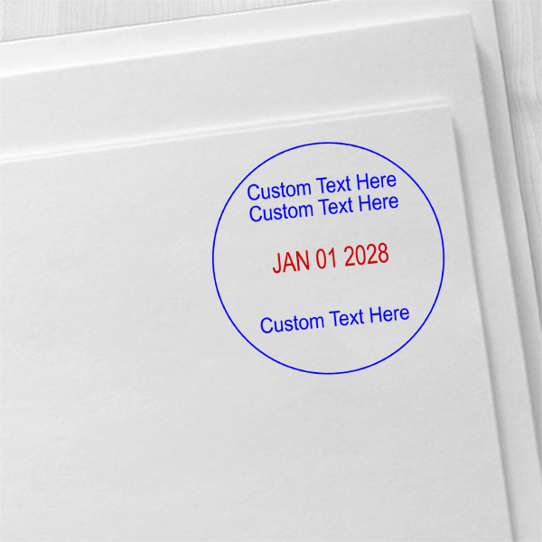 2 Line Top 1 Line Bottom Round Dater Stamp Imprint Example