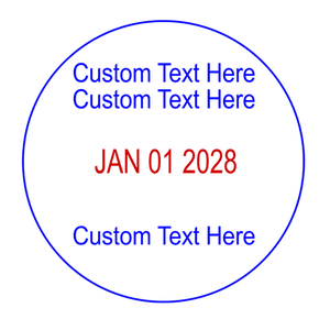Custom 2 Line Top 1 Line Bottom Round Dater