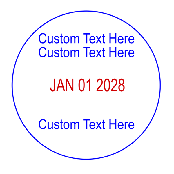 Custom 2 Line Top 1 Line Bottom Round Dater