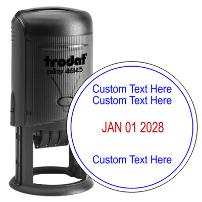 2 Line Top 1 Line Bottom Round Dater Stamp