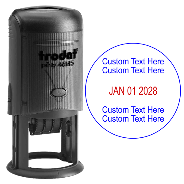 2 Line Top 2 Line Bottom Round Dater Stamp Body and Design